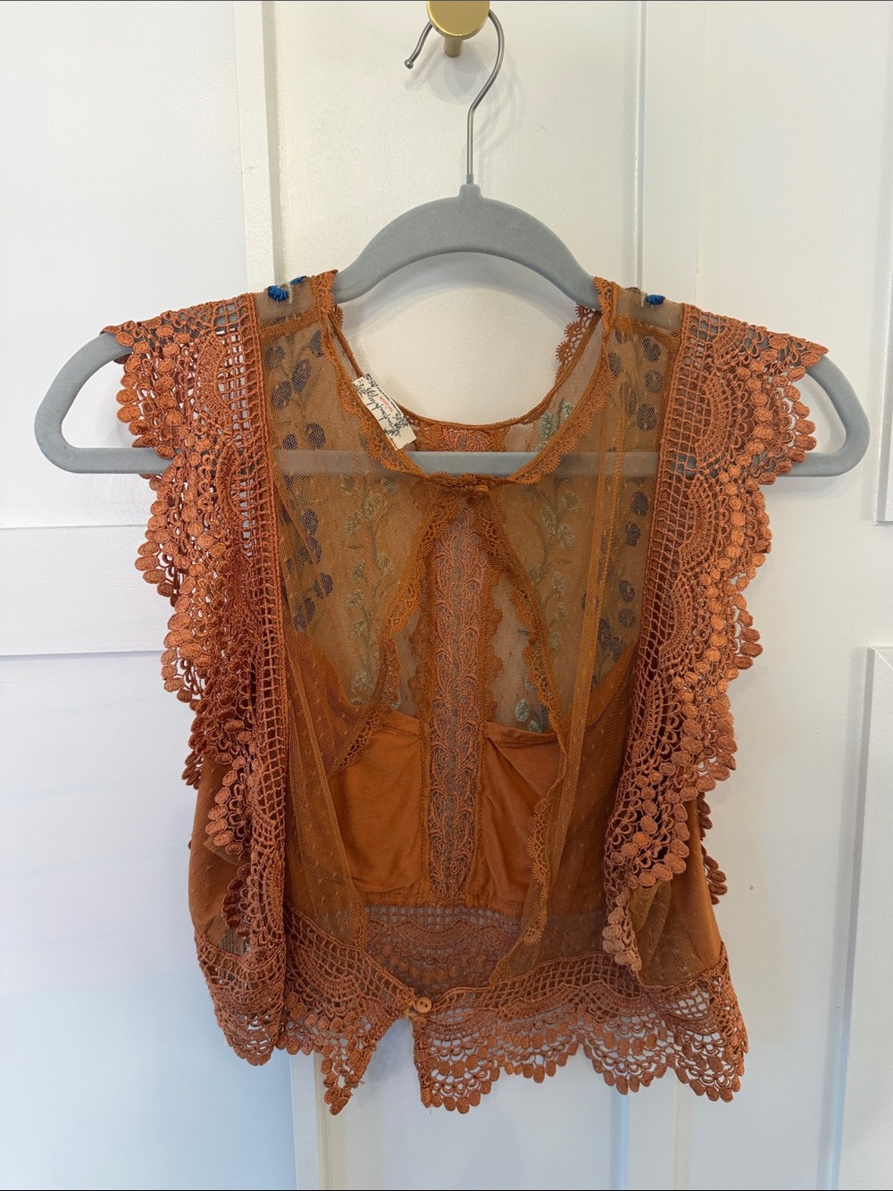 Free People Rust Orange Lace Bralette - Picture 2 of 4